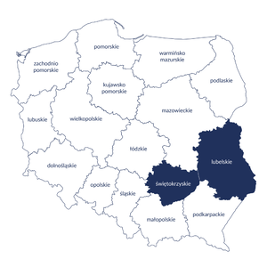 Mapa przedstawiająca obszar terytorialny OT Lublin