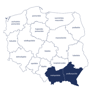 Mapa przedstawiająca obszar działania OT w Warszawie